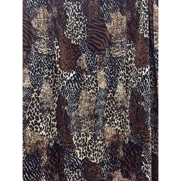 Vintage Brown Black Animal Print Skirt Long Slit Flowy Waist Sz S - Picture 7 of 10